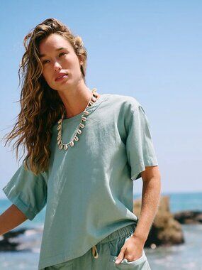 Free People Free Est Day In The Life Top Crew Neck Oversized Tee Tourmaline XS